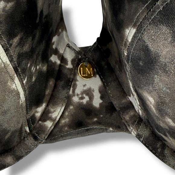 Le Mystere Safari Plunge T Shirt Bra Size 34DD Black Marble Print Underwire - Picture 4 of 9
